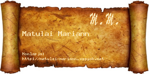 Matulai Mariann névjegykártya